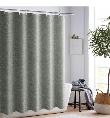 Custom Faux Linen Shower Curtain, Nordic Style Waterproof Thickened Bathroom Divider Curtain, No-Drill Hanging Door Curtain