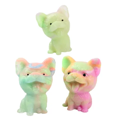 2025 OEM Squeeze Toys Colorful rainbow Sticky Slime Bichon Dog Stuffed Animal Toys Stress Relief Fidget Toys for Kids