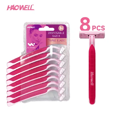Girl Economic 3 Triple Blade razor Disposable Lubricating Strip Stainless Steel Blade Women Shaving Smooth razor Ningbo Factory