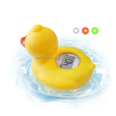 Safe Silicon Red Yellow Green led alarm floating pool & water thermometer household Bath thermometers Duck Panda Rabbit shape