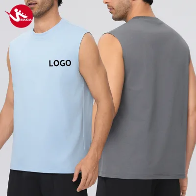 Wholesale Loose Fit Sleeveless Wide Shoulder Quick Dry Running Gym Workout Fitness Men Training Tank