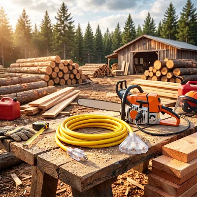 High Visibility Yellow Contractor Grade 12/3 14/3 AWG SJTW Lighted End Multi Outlet Electric Wire Outdoor Extension Cable