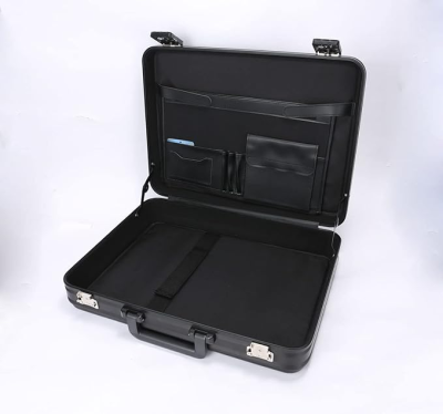 Large Hard Shell Laptop Briefcase Wtih Foam Men 17.3 Inch Laptop Business Metal Case Black Aluminum Alloy Document Storage case