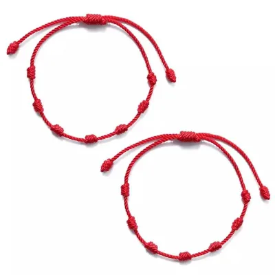 New Arrival Friendship Bracelet Adjustable 7 Knots Red String Bracelet Handmade Good Luck Amulet Rope Bracelet