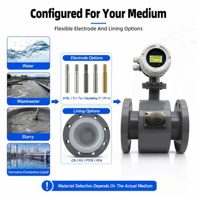 GAMC GMF100 Local Display Compact Type Remote Type Water Flow Meter Electromagnetic Flowmeter Price