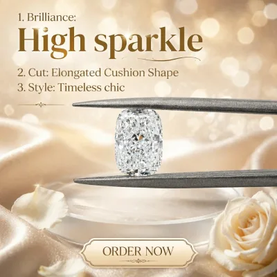 Elongated Cushion Lab Grown Diamonds White Modifed Cut Loose Lab Created Diamond IGI Cerfied Ice Crushed High Quality DE VVS