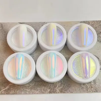 High Quality White Multi Chrome Pigment Powder Nails Flash Dip Powder Nail Dust Kit
