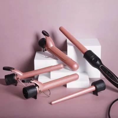 Customized 5 in 1 Interchangeable Ceramic Tourmaline Curling Wand Set for All Hair Types