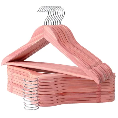 Hot Sale Custom LOGO Clothes Hangers Wholesale Cedar Wooden Cloth Hangers Goods Moth Hangers Factory