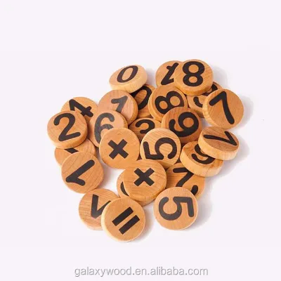 25*8mm Counting Number Wood Math Pieces for Children Educational Toy