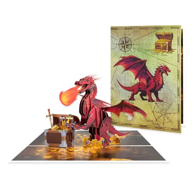 New Design Paper Handicrafts 3D pop up Dinosaur Rectangle Folding Happy Birthday Greeting Card for Children Kids