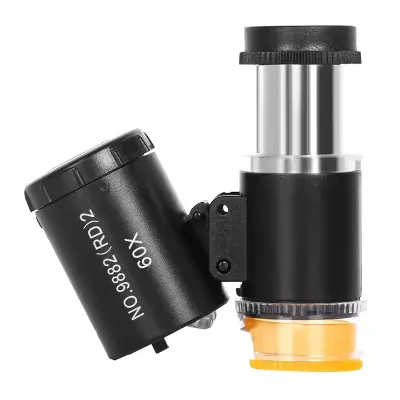 60x LED Warm White Light UV Microscope Portable Magnifying Glass for Banknote Inspection