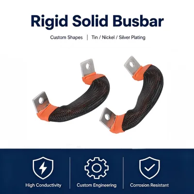 Custom Kevlar Nylon Braided Insulated Rigid Solid Copper Busbar Battery Connector for LiFePO4 Battery  Low Voltage Equipment
