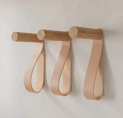 Natural Wall Hooks & Coat Racks with Leather