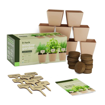 Women's Unique Bonsai Gardening Gift Indoor Organic Herb Grow DIY 9 Plant Seedlings Garden Starter Kit