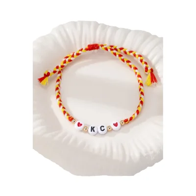Kansas City Team KC String Bracelet Adjustable Size American Football Rugby Game Day Jewelry Cheering Bracelets Women