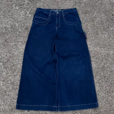 High Quality Customized Retro Style Denim Jeans Men Loose Decal Wide Leg Straight Leg Light Stone Washed Hip-Hop Style
