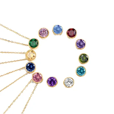 Custom Simple 14k Gold Plated Cubic Necklace Small Zirconia Pendant Choker Necklace for Women