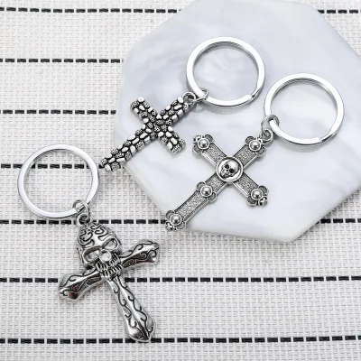 New Creative Metal Jesus Cross Keychain Christian Religion Crucifix Key Chains Car Pendant Key Ring for Business Gift Wholesale