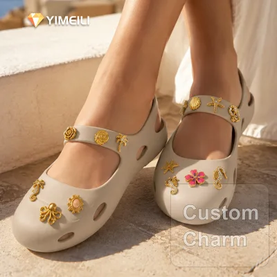 YML&Stainless Steel PVD 18K Gold Plated Charms for c rocs Ocean Style Shell Starfish Flower DIY Detachable Croc Shoe Pendants