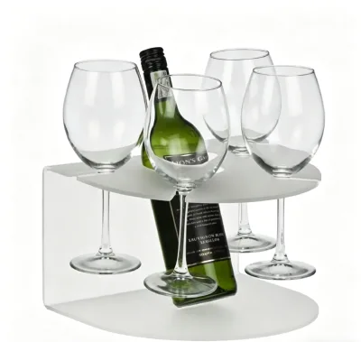 Acrylic Wine Bottle & Goblet Display, Freestanding Transparent Wine Holder for Home Bar Countertop Party Table Decor Showcase