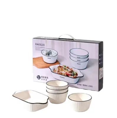 Stocked Pure White Household Ceramic Tableware Bowls and Plates Dinnerware Set