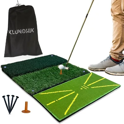 25\" x 17\" Tri-Turf Golf Hitting Mat Thick Rubber Indoor/Outdoor Training Mat for Golf Practice