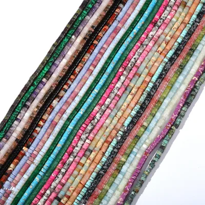 2*4MM Natural Semi Precious Flat Abacus Spacer Beads Gemstone Disc Wheel Shaped Rondelle Rose Quartz Stone Beads for Jewelry