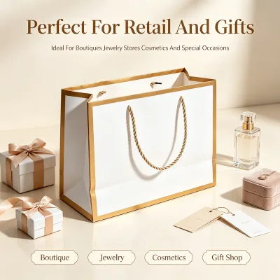 Wholesale Customized Printed Luxury Clothing Gift Cardboard Paper Bag Hand Length Handle Ribbon Custom Logo Recycled Materials