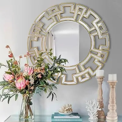 Guanlong Gold Wall Mirror Modern Decorative Iron Glass Frame for Living Room Entryway Dining Room Furniture Wall Decor Art