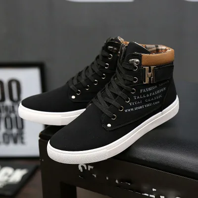 Spring New Korean Style Men High-top Sneakers Retro Casual Lace-up Trendy for Boots Wholesale