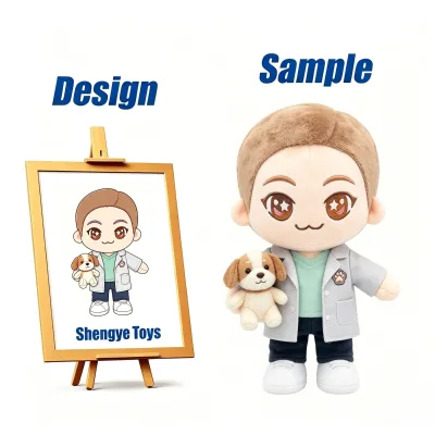 Shengye Professional Manufacturer Custom Veterinarian Character Plush Toy Embroidery Plushie Figure Doll for Pet Hospital Gift