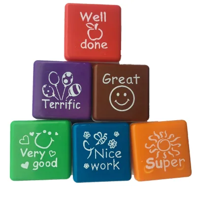 Wholesale Multicolor Cartoon Children's Square Encourage Stamp Plastic Teacher Name Stamp