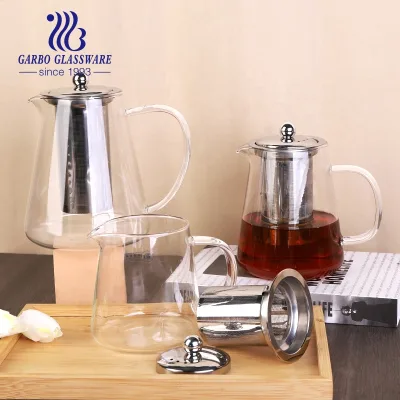 High Borosilicate Glass Jug With Lid Water Pitchers With Handle Handmade 1.2l 1.5l 0.5l Beer Jugs Iced Gold Silver