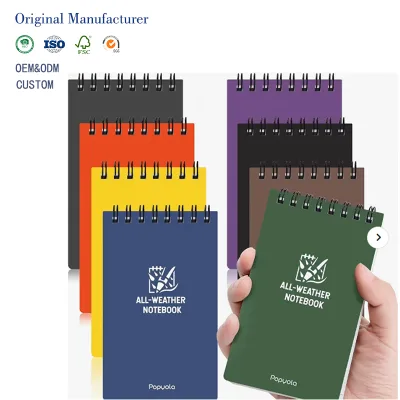 All Weather Waterproof Spiral Notebook Mini Pocket Journal LOGO Stone Paper Business/Office Style Leather PP Cover for Students