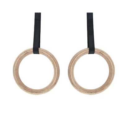 Get -Fit Gym Fitness Wooden Gymnastic Rings With Multicolor Straps