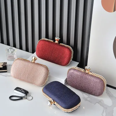 Wrinkle Design European and American New Style Wholesale Bling Latest Fashion Women Clutch Bags