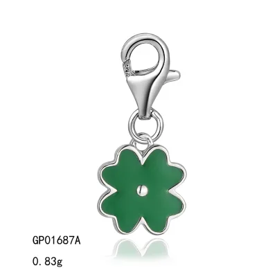GP01687A Bfirst Sterling Silver Gold Plated Elegant Four Leaf Clover Charm
