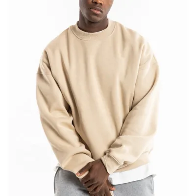 Oversized Long Sleeve Cotton Sweat Shirts for Men Pullover Blank Crewneck Sweatshirt Unisex Custom Logo