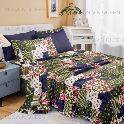 Flower Printing Sheets Bedding Set 100% Polyester Microfiber Bed Sheet Set for Sale king Size Flat Fitted Sheet 6 Pieces Set
