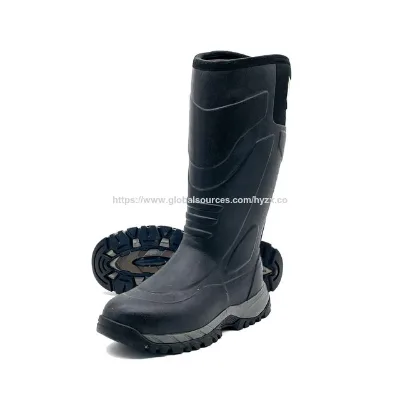 Custom Men's Rubber Neoprene Mud Work Waterproof Rain Boots for Outdoor Farming and Slag Soil Use