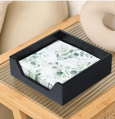 Wholesale Eco-Friendly Bamboo Wooden Tissue Box Napkin Holder Dish Type with Salt Pepper Storage Plate