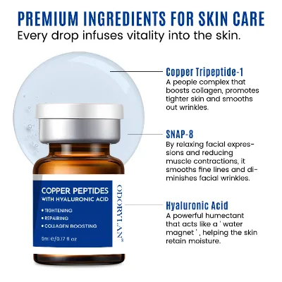 Hot Selling Copper Peptide Brightening Moisturizing Stay up Skin Repair Ampoule Facial Serum