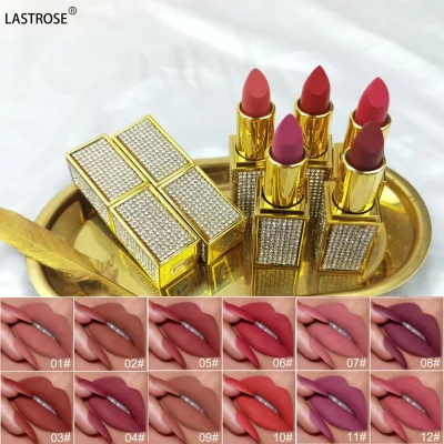 Wholesale Diamond-shaped Tube Nourishing Lipstick Multiple Colors Does Not Stain the Cup Waterproof Vegan Lipstick