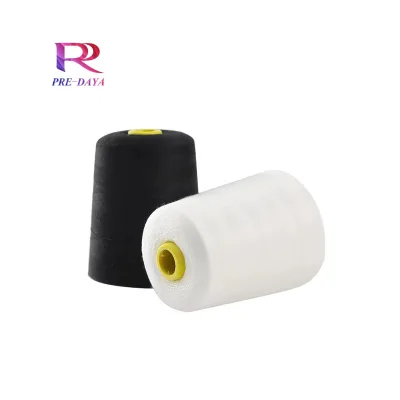 100% Polyester Oeko-Tex Certified High Tenacity Sewing Threads 402 4000 Yards Yarn Ring Spun Raw White