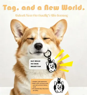 Designer Made NFC Chip Dog Tag Lightweight Anti-Lost Pet ID Tag Forever Memory Love Keepsake Pet Collar Tag