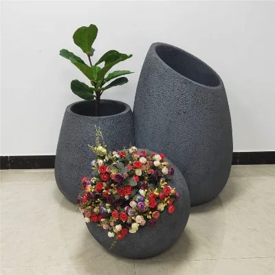 Round Shape Indoor Natural Concrete Cement Flower Vase