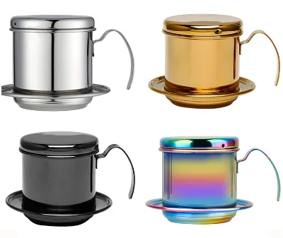 Vietnamese Stainless Steel Coffee Drip Filter Maker-Portable & Eco-Friendly Reusable 300ml Capacity