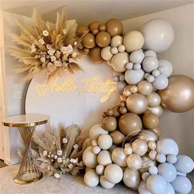 Sand White Backdrop Arch Set Brown Bear Party Supplies Neutral Baby Shower Decorations for Birthday Event Photo Booth Props