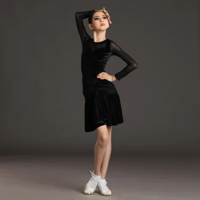 Professional Girls Latin Dance Competition Dancewear Shinny Latin Dress